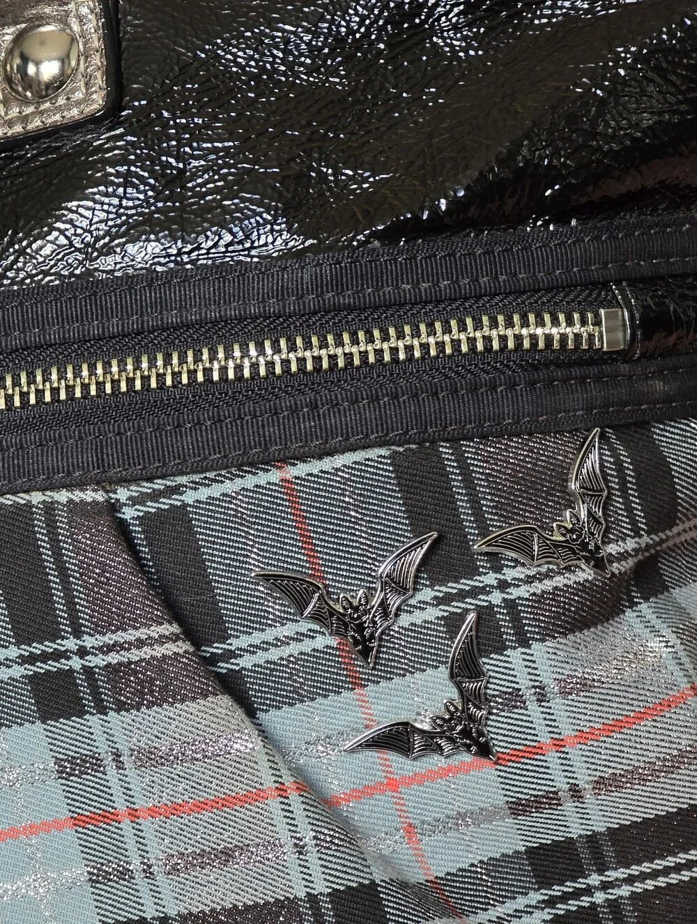 Coach Poppy Tartan Tote 💀Custom💀 Punk Glam Rework (15886)